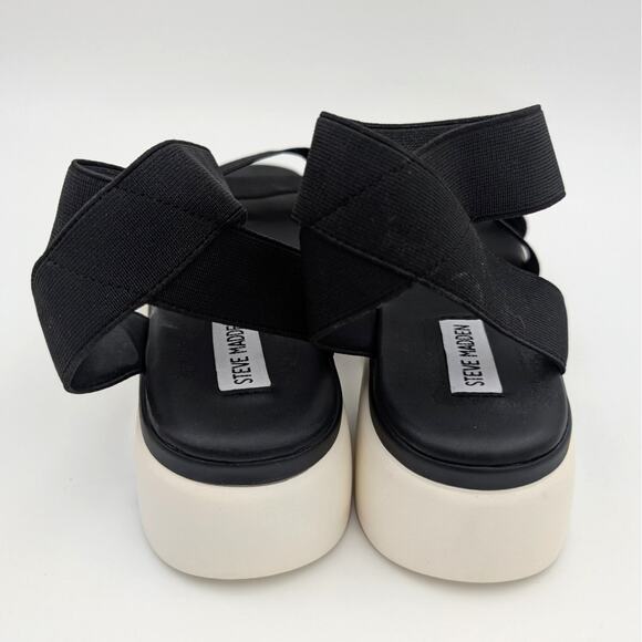 Steve Madden Adele Platform Flat Sandal Women's Ankle Strap Black Size US8M EU39 - Picture 4 of 10